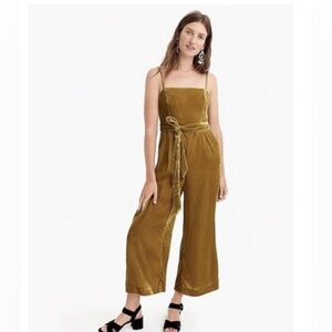 Women's J. Crew 365 Velvet Jumpsuit Gold Size 2